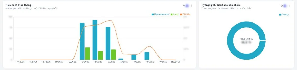 Biểu đồ Meta Ads theo tháng của Qranty